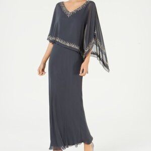 Grey Jkara Womens embellished gown dress.  Size 16